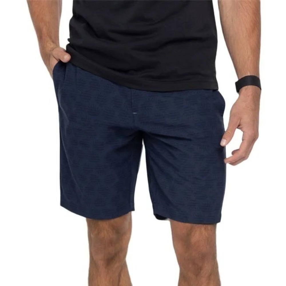 TravisMathew Mens Navy Blue Agave Print Golf Shorts Size 34 Stretch